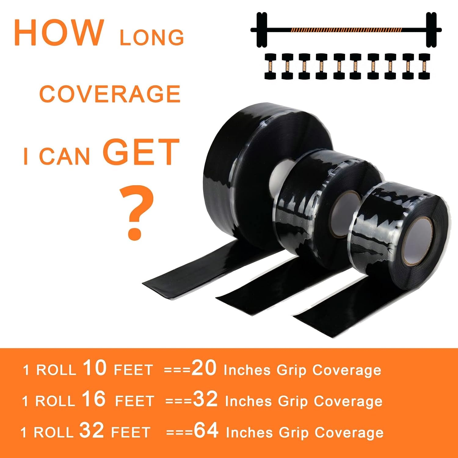 Pole Grip, Grip Tape for Pull up Bar Silicone, 1'' X 10FT, Black