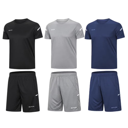 3Pack Men'S Workout Set Gym Clothes Active Shorts Shirt Set for Running Basketball Football and Daily Life,Size S-3XL